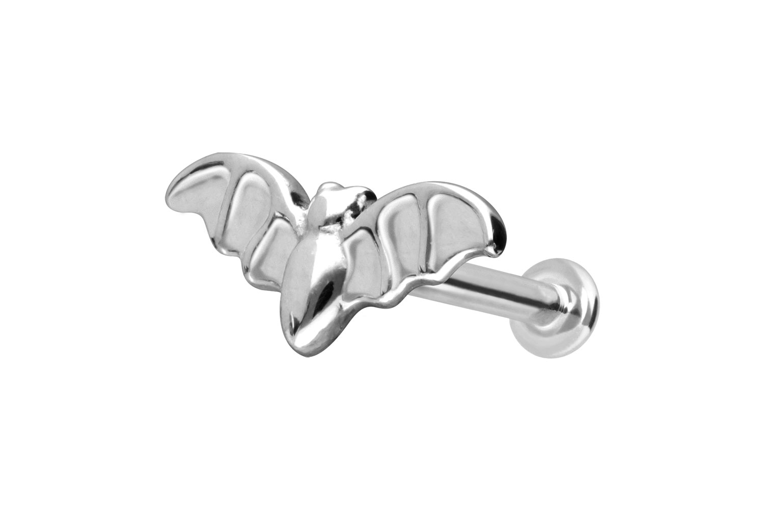 14 Karat Gold Labret Piercing mit Innengewinde FLEDERMAUS